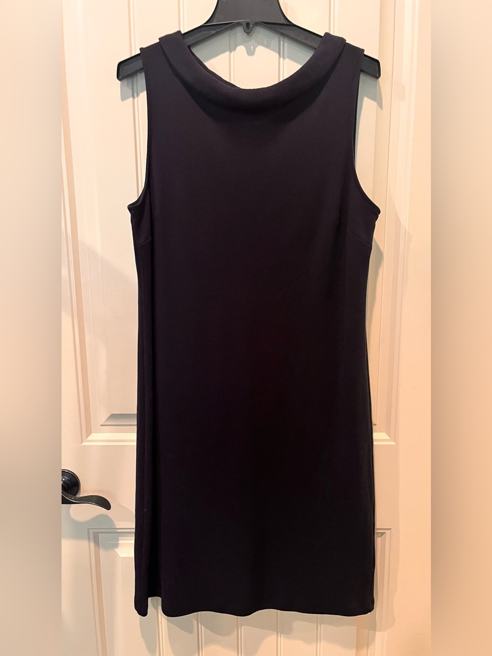 Talbots Large Navy Shift Dress Pullover EUC Jackie O Vibes Midi 100% Cotton